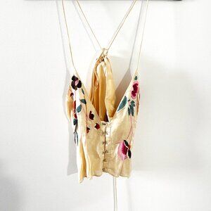 Embroidered silk tank top